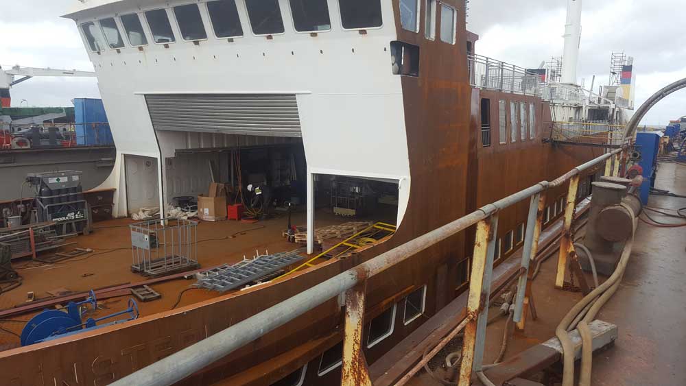 92 metre LNG conversion passenger ship full refit repaint project