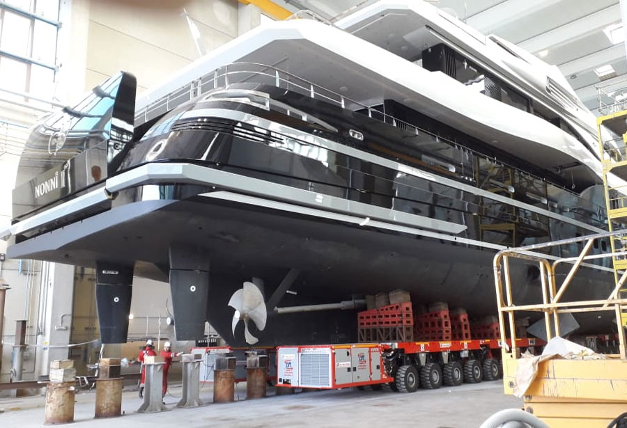 56 metre M Y Nonni II full refit subcontract project in Carrara Italy